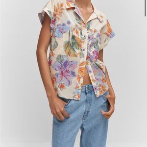 Mango Floral Button Up Shirt